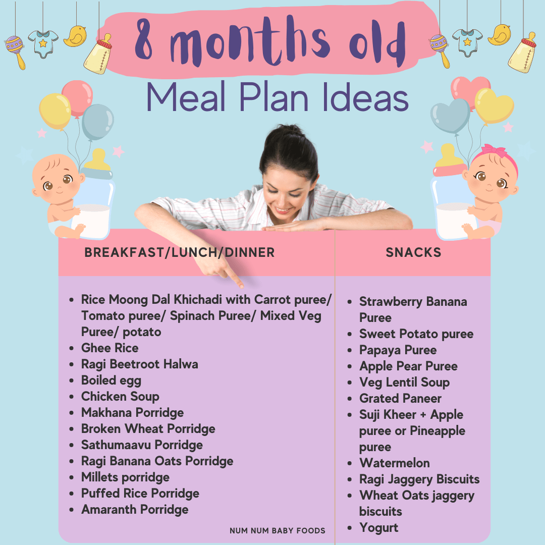 Meal Plans for 8-month-old baby (with meal charts)